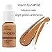 Flawless Matte Liquid Foundation Concealer, Long Lasting Waterproof Matte Concealer Cream Foundation Moisturizing Base Cover Cream, Oil Control Facial Blemish Concealer (PHOERA Warm Sun #6)
