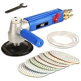 ZFE 4''(100mm) Pneumatic Wet Air Polisher Wet Stone Polisher/Grinder & 7Pcs Granite Diamond Polishing Pads Concrete Polisher Stone Polisher for Granite/Marble/Concrete/Stones