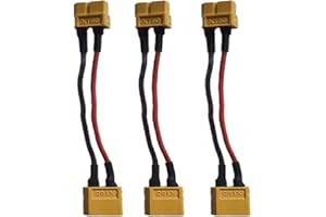 skrnrhrery XT60 series serial parallel connector, XT60 battery extension cable connector with14awg silicone cord1 female to 2 male connector for RC mode helicopter Quadcopter battery extension3 pieces