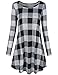 FANSIC Plaid Dress for Women, Women Casual Loose Soft Pockets Swing T-Shirt Dress XX-Large Black and Gray