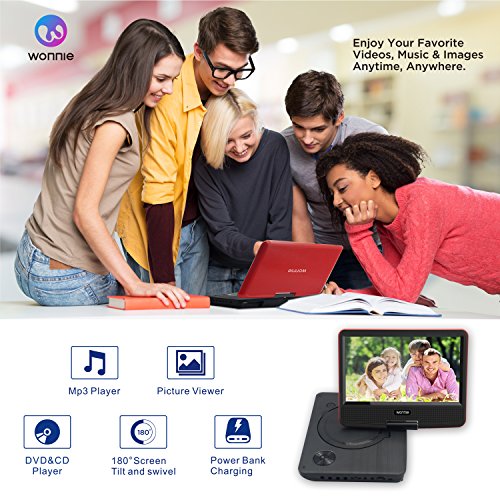 image for WONNIE 7.5 Inch Portable DVD Player for Car with 4 Hour Rechargeable B