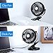 FYLINA USB Fan Mini Clip On Desk Fans Rechargeable and 2600mAh Battery Powered for Baby Stroller, Metal Design and 4.9ft USB Cable (Enhanced Airflow, Lower Noise, Black)