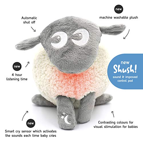 Sweet Dreamers, Ewan The Shushing Sheep - Crib Sleep Soother, Baby White Noise and Shusher Sound Machine with Cry Sensor and Night Light