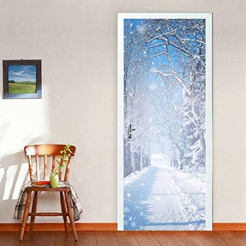 Tifege Door Wall Mural Wallpaper Stickers DIY Home Decoration 3D Quote Poster Art Decor Removable Self-Adhesive Winter Snow 30.3x78.7 DM022