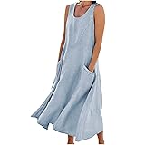 Women's Summer Cotton Linen Long Dress Sleeveless