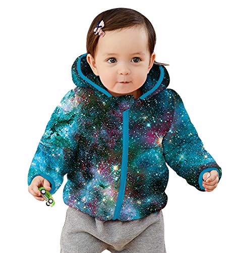 RAISEVERN 2T Baby Girl Boy Galaxy Hooded Zip Coat Cloak Jacket Thick Warm Clothes