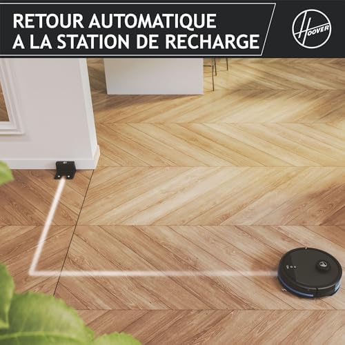 HG530H Robot Aspirateur Wet & Dry Aspire et Nettoie, Brosse XL, Grande Autonomie 90min, Puissant, Ultra Silencieux 68 dBA, Capteurs Anti Chute, Station de Recharge, Programmable, Application