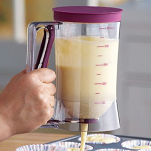 ASSIS Pancake Batter Dispenser ,Kitchen Easy Pour Home Kitchen Gadgets - Perfect Baking of Cupcakes, Waffles, Cakes, Muffin Mix, Crepes, Donuts or Any Baked Goods - Bakeware Maker with Measuring Label - Thumbnail 3