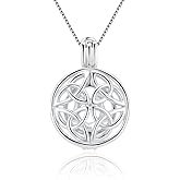 LGSY 925 Sterling Silver Celtic Knot Round Cage Pendants Crafting Charm for DIY Necklace Bracelet Jewelry Making