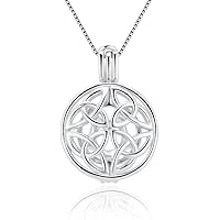 LGSY 925 Sterling Silver Celtic Knot Round Cage Pendants Crafting Charm for DIY Necklace Bracelet Jewelry Making