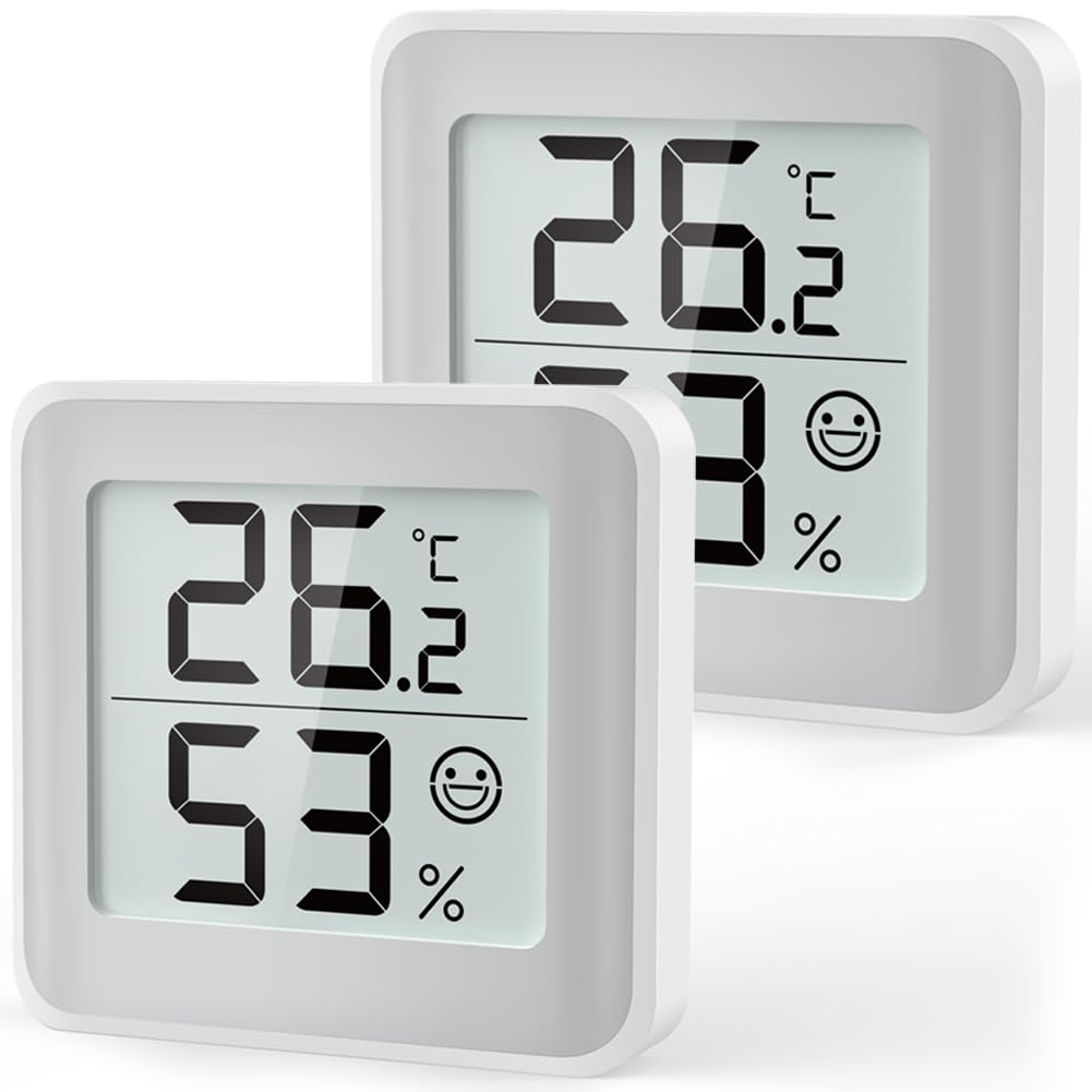 MeesMeek Indoor-Thermometer Feuchtigkeitsmesser-Hygrometer-Monitor mit großem LCD-Digitaldisplay,Komfortanzeige,℃/℉-Umschalter sowie Temperatur-und Feuchtigkeitssensor für Babyzimmer,Treibhaus(2)