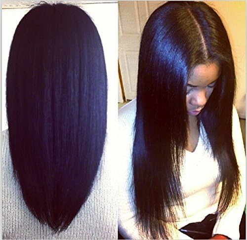 Softsilk Natural Yaki Straight Brazilian Virgin Hair Lace Front Human Hair Wig for Women