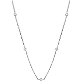 DYUNQ Moissanite Necklace for Women Sterling Silver, Station Tennis Choker Layering Bezel Set Chain, 2.5MM to 4MM Dainty Simple Adjustable 16 Inch to 18 Inch