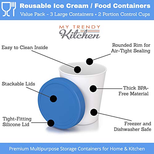 Ice Cream Freezer Storage Containers with Silicone Lids (3 Pack, 1