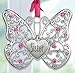 Sister Butterfly Christmas Ornament- Silver Filigree Ornament with Pink Crystals and Sister Engraved on Heart Charm - Also a Sun Catcher Sister Gifts - Christmas Birthday Moms Day