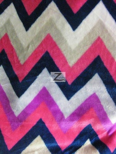 FUCHSIA ZIG ZAG CHEVRON MICROFLEECE FABRIC 60" WIDTH SOLD BY THE YARD (777)