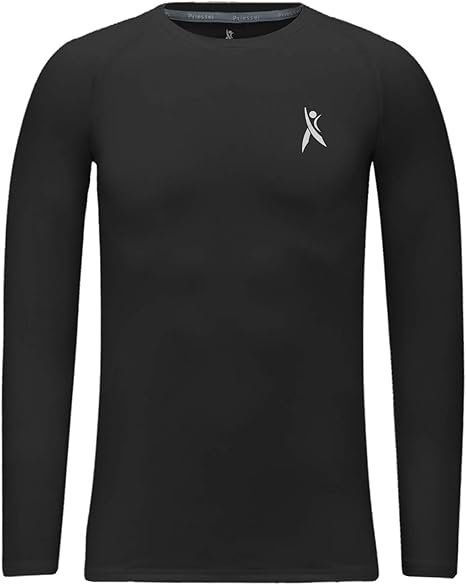 Priessei Youth Boys Compression Shirts Long Sleeve Baselayer Sports Undershirt Top (Black, Youth 