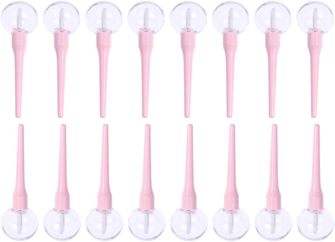 MOTZU 16 Pieces 6 ml Pink/Clear Lollipop Lipgloss Tube,Empty Lip Glaze Lip Gloss Tube with Inserts,Mini Refillable Lipgloss Bottle,Lips Balm Homemade Makeup DIY Container,Lipstick Gift Sample Bottle