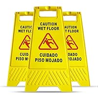 MYSBIKER Caution Wet Floor Sign, 3 Pack Floor Safety Sign, Cuidado Piso Mojado, 2-Sided Fold-Out 6230cm with Both English and Spanish to Avoid Slip &Fall Accident