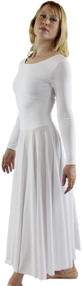 Danzcue Womens Praise Loose Fit Full Length Long Sleeve Dance Dress: Clothing