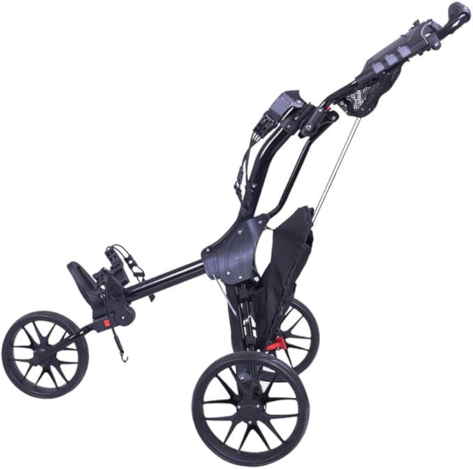 LJHHH 3 Wheel Folding Golf Push Cart, One Second to Open