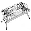Small Charcoal BBQ Grill 36â€ Collapsible Stainless Steel for Camping Tailgating and Picnic