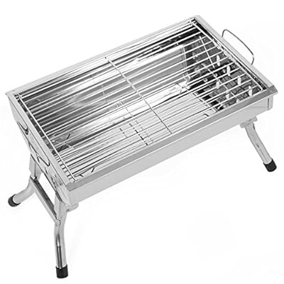 Small Charcoal BBQ Grill 36â€ Collapsible Stainless Steel for Camping Tailgating and Picnic