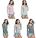 Bluetime Womens Casual V Neck Lace Up Long Sleeve Striped T-Shirt Top