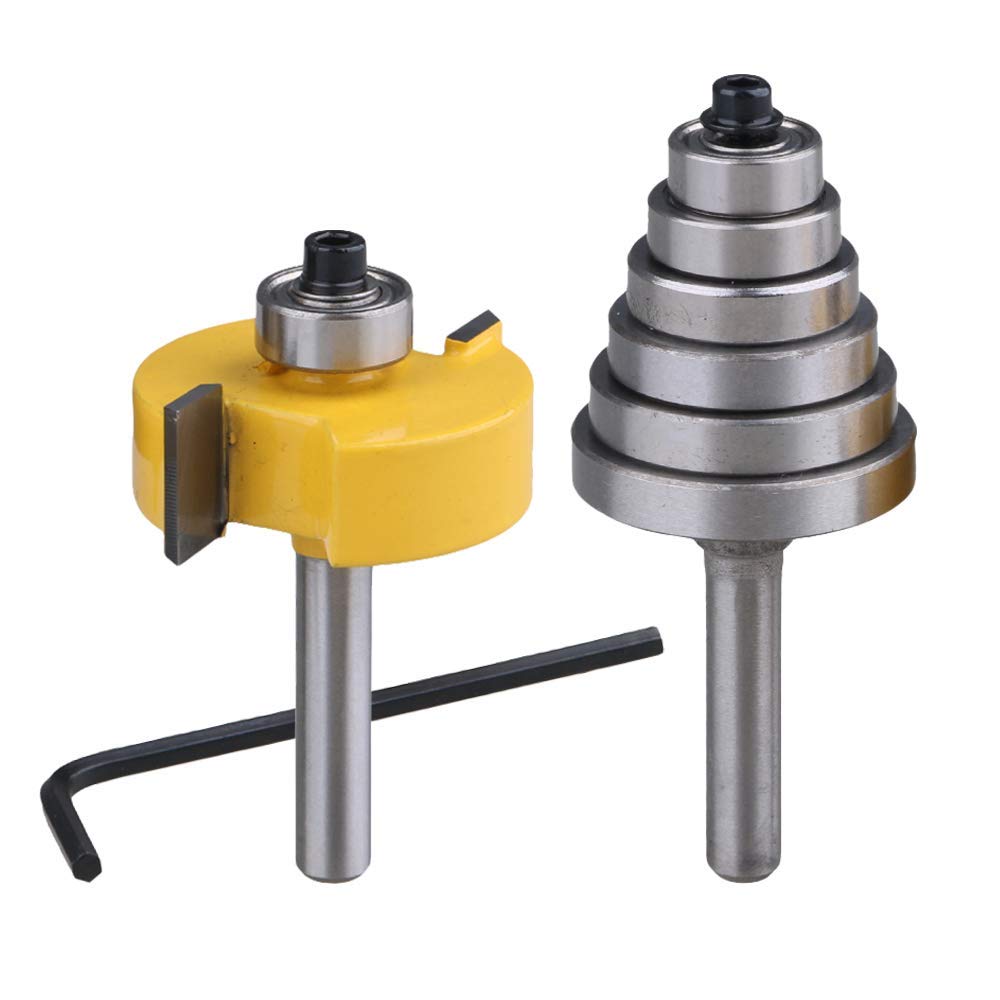 Bestgle 1/4-Inch Shank Rabbet Router Bits with 6 Bearings Set for Woodworking Milling Slotting Cutter Multiple Depths 1/8", 1/4", 5/16", 3/8", 7/16", 1/2"