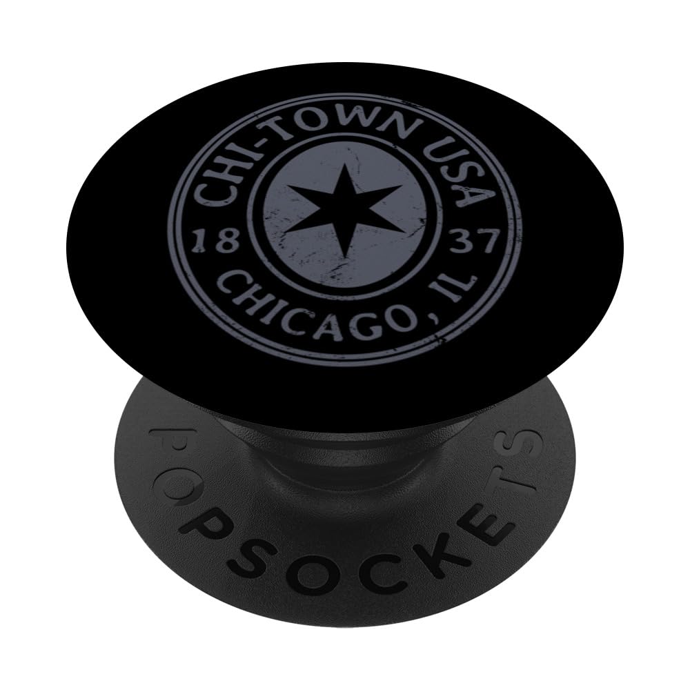 Vintage Chicago Illinois Chi Town Flag Star 1837 Distressed PopSockets Swappable PopGrip