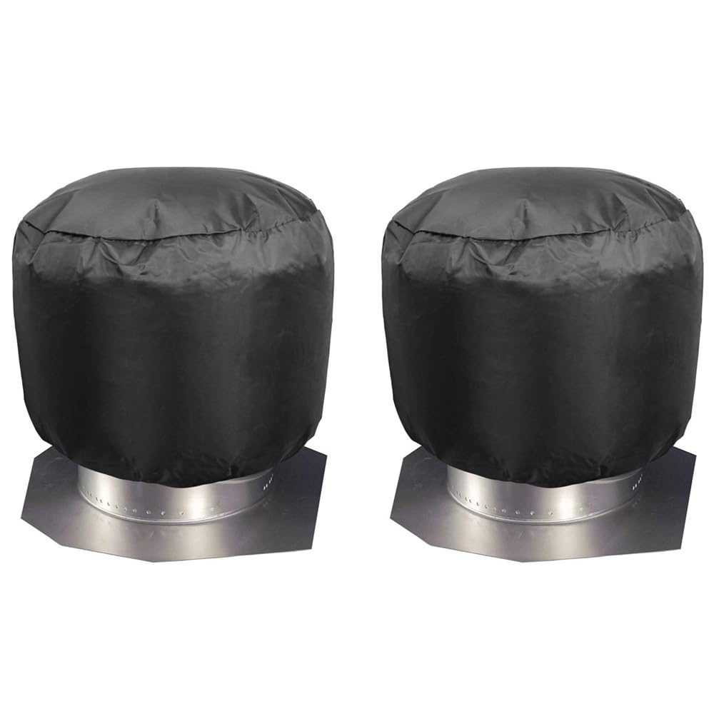 Photo 1 of SEIWEI 2 Pack 30 * 44cm/12 * 17.5in Turbine Vent Cover Roof Ventilator Cover Heavy Duty Turbine Ventilator Protector Shield Waterproof 420D Oxford Cloth Black
