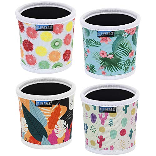 Bluecell Pack of 4 Neoprene Insulated Reusable Coffee Sleeve Protect Your Hands for Coffee Tea Hot & Cold Drinks (Flower#2(4pcs))