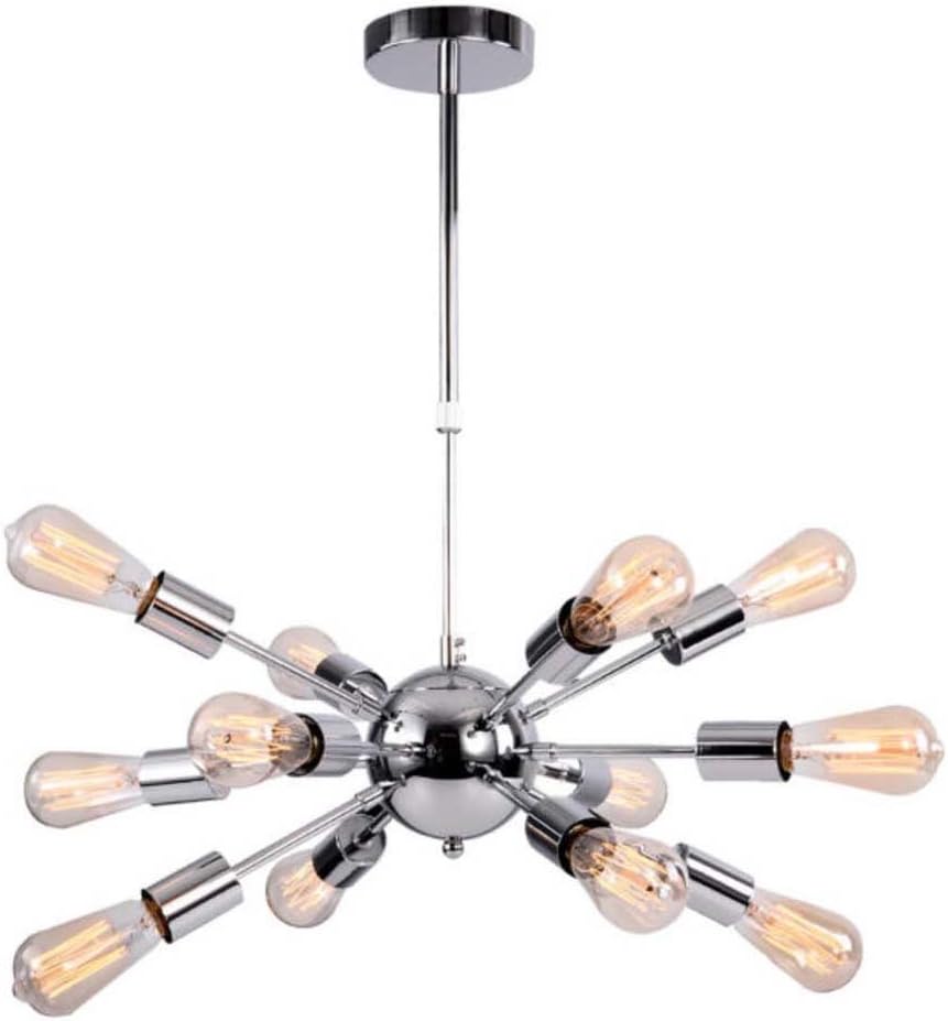 Aero Snail Silver Retro Metal Industrial Chandelier Fixture Ceiling Lamp Pendant Hanging Light 12 Lights Chrome Finish (Arm Wires PRE-Connected)