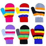 Aneco 6 Pairs Toddler Magic Gloves Warm Winter Stretch Mittens Baby Knitted Gloves