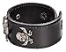 Regetta Jewelry Black Leather Cuff Bracelet with Pirate Skull Charms and Adjustable Snap Closure, 8.5