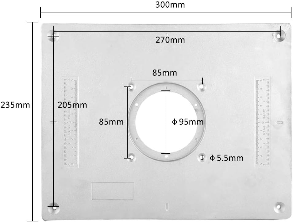 Smandy Aluminum Alloy Router Table Insert Plate with Insertion Ring, 11.81 x 9.25 x 0.37 inch, 300 x 235 x 9,5 mm - Image 4