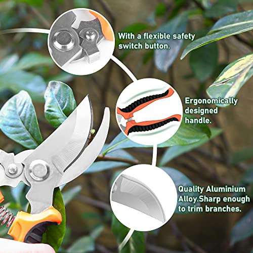 Aicharynic Gartenwerkzeug Set, 6 in 1 Aluminium Gartengräte Set, Ausgestattet mit Anti-Rutsch-Griff, Gartenhandschuhe, Garten Zubehör Geschenk für Balkon und Terrassengärtner