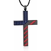 Yinplsmemory Cross Urn Necklace for Ashes for Women Men American Flag Cremation Jewelry Religious Cross Urn Keepsake Memorial Jewelry