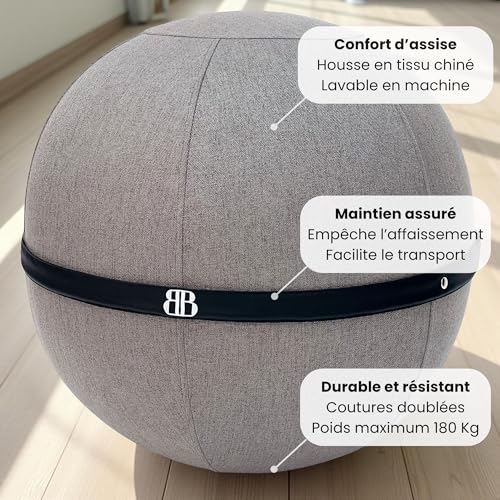 The Bliss Ball Ball Chair – Ergonomic Office & Yoga Ball – Anti-Back Chair – Dynamic Seat & Reinforced Posture – Capacity 180 kg – Washable Non-Slip Cover
