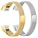 bayite Stainless Steel Bands Compatible Fitbit Alta and Alta HR, Milanese Loop Women Men Pack of 2, Silver and Gold 6.7