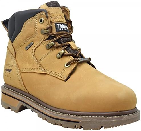Golden Fox Waterproof Work Boots Men's 6" Boot For Contstruction With 3M Thinsulate Insulation Size 12 D(M) US Tan