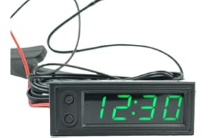 Car Clock 12V 3-in-1 Thermometer Voltmeter Gauge - Electronic Digital Display With LED and LCD Screen