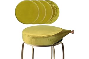 SINOSSO 4 Pcs Bar Stool Covers, Super Soft Velvet Dia.15.5"-18" Round Stretchy Washable Dustproof Slipcover for Upholstered Furniture (L, Golden Green,4 Counts)