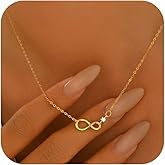 LOVPEPY Infinity Necklace for Women 925 Sterling Silver Trendy 14K Gold Plated Cubic Zirconia Pendant Necklace Jewelry Valentine's Day Christmas Gifts