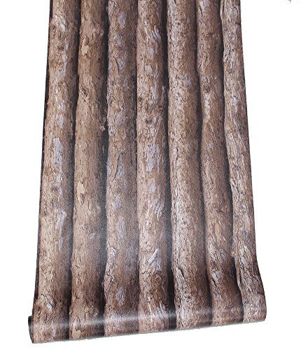 Haokhome 610863 Faux Wood Wallpaper 17 7 X 19 7ft Peel Stick Tree
