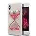Urberry Iphone X Case, Clear Gel Liquid Case, Sparkle Love Heart, Creative Design Flowing Liquid Case for iPhone X with a Screen Protector