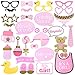 Tinksky 29pcs Baby Shower Photo Props, Baby Bottle Masks Pink Photobooth Props Newborn Girl Gift Party Decorations