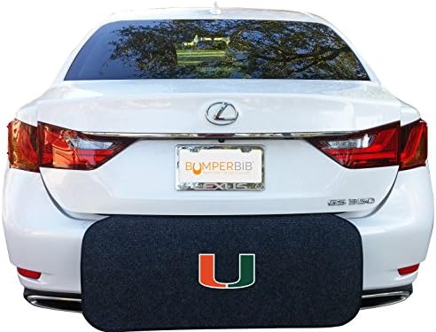 Rear Bumper Protector (Black) | Bumper Guard, and Trunk Cargo Liner Floor Mat | Prevent Scratches While Unloading and Loading | Easily Folds Away (Collegiate University of Miami Hurricanes)