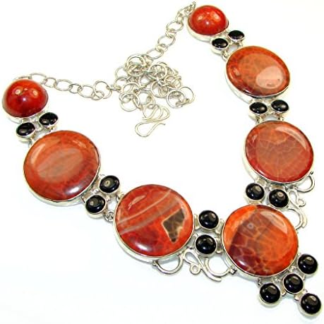 Mexican Fire Agate Women 925 Sterling Silver Necklace - FREE GIFT BOX