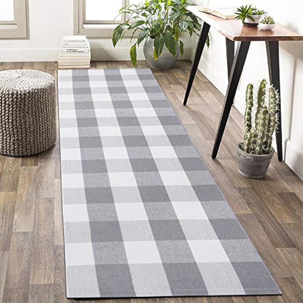 Buffalo Plaid Check Rug Runner 2' X 6' Grey Farmhouse Gray ...